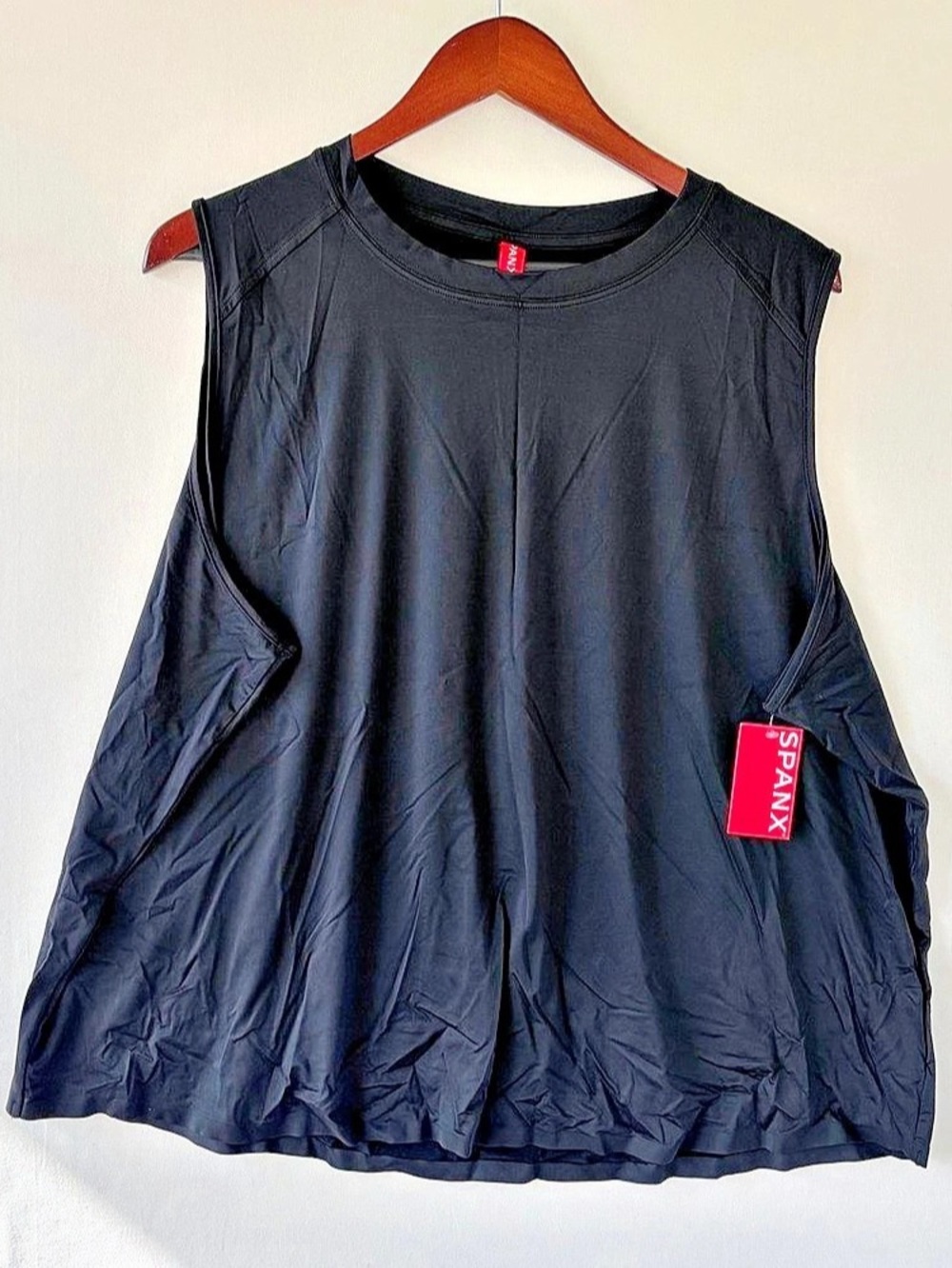 Spanx Muscle Tee Tank Top Womens 3XL Black  Relaxed Style New Athletic